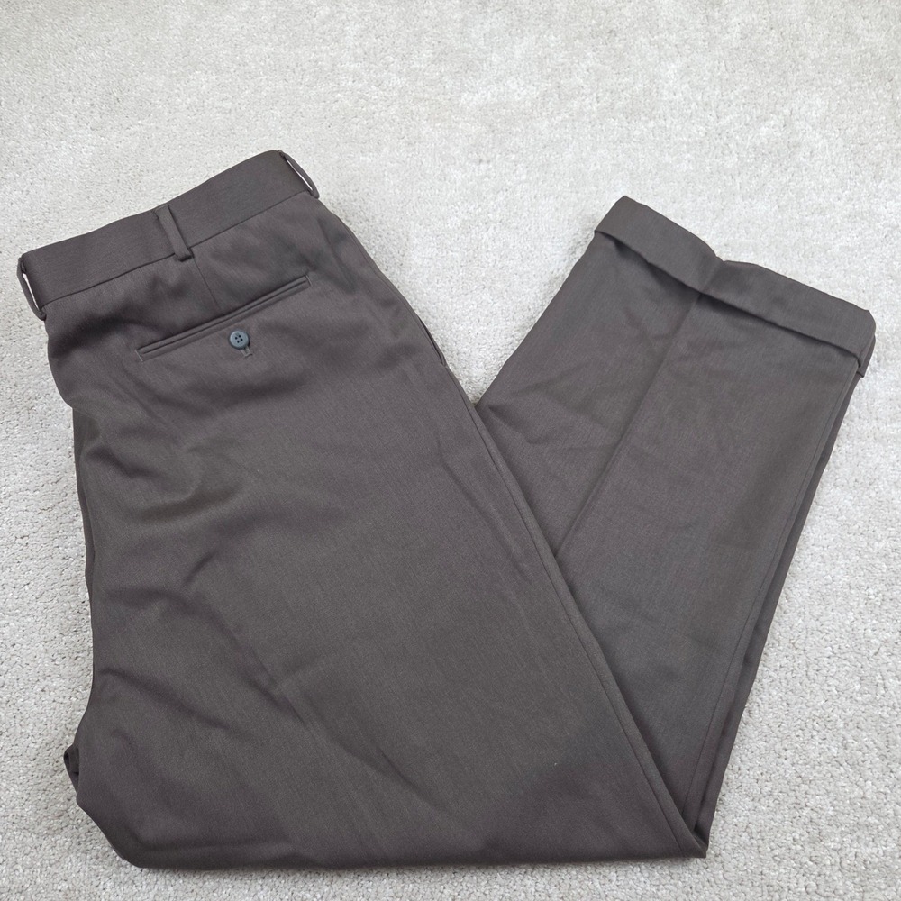 RBM Dress‎ Pants Bark Brown 100% Worsted Wool Pleated Cuffed 40/30 02262 New $95